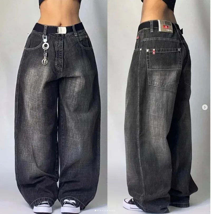 Denim High Waist Women Baggy Jeans with Pockets - Street Style