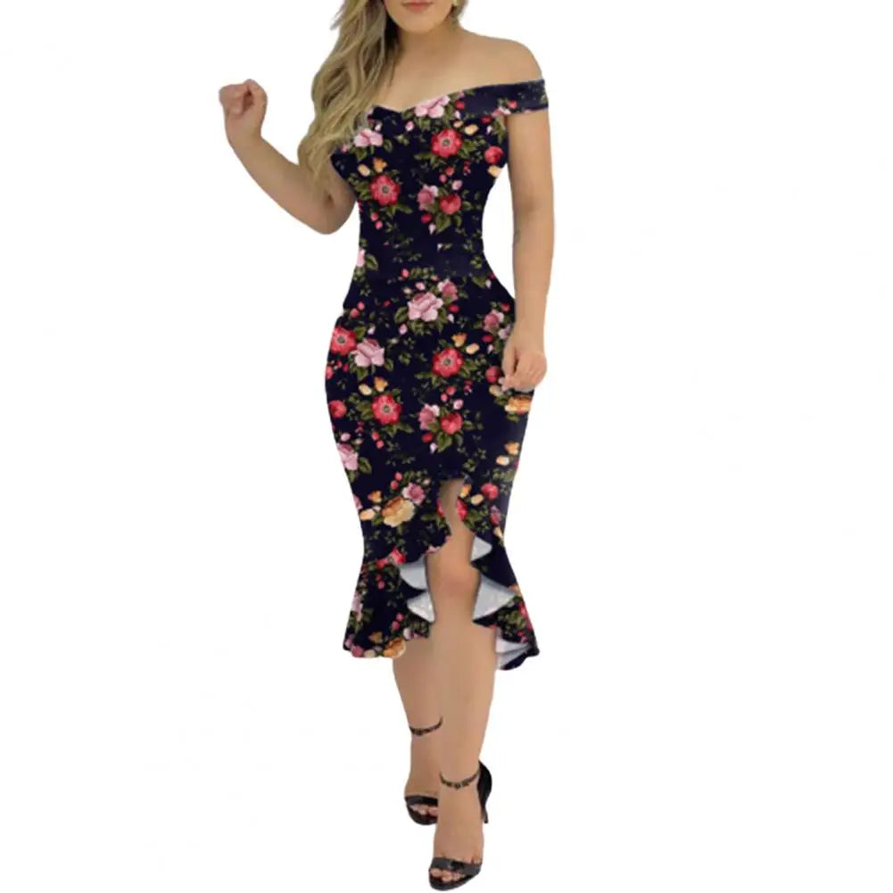 Bodycon Dress Formal Dress Off Shoulder Irregular SleevelessSPECIFICATIONSBrand Name: SANWOODElasticity: Slight StrechSleeve Style: regularFabric Type: Chemical FiberPattern Type: PrintFit Type: SlimSilhouette: SheathNecklineDMEwomenstorenull