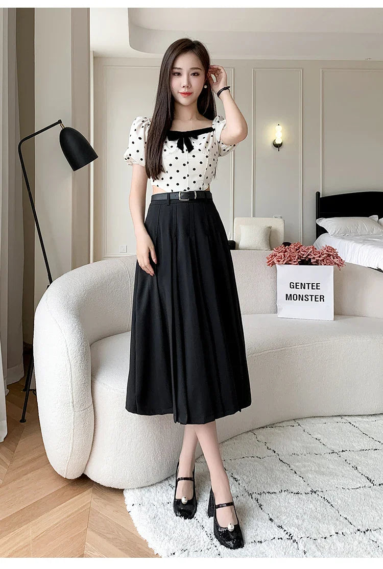 High Waist Midi Pleated Skirts Women's Fashion A-line Casual Suit SkirSPECIFICATIONSBrand Name: YUAZHOQIMaterial: POLYESTERStyle: CasualElasticity: Non StrechOrigin: Mainland ChinaCN: GuangdongSeason: Spring/SummerFabric Type: BroadcloDMEwomenstorenull