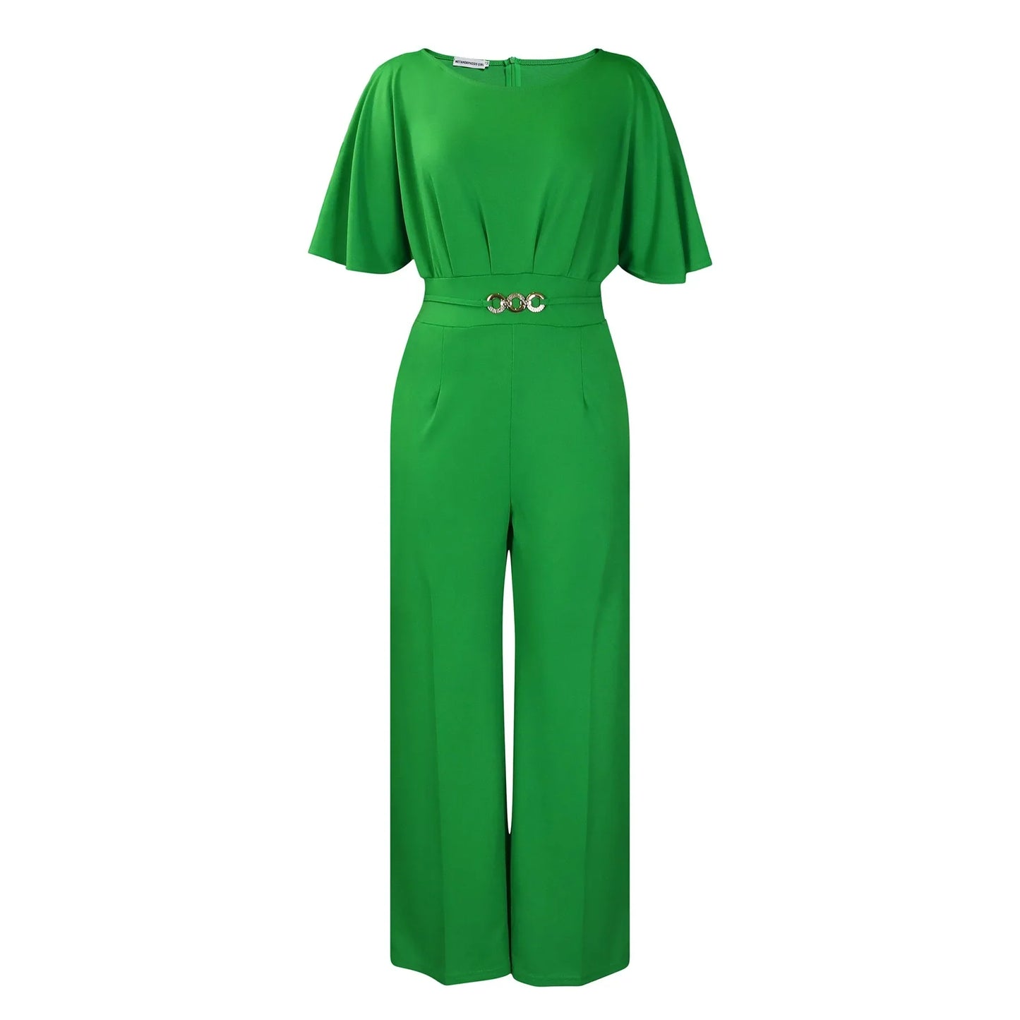 Jumpsuits Women Elegant Luxury O Neck Short Sleeve Belt Waisted StraigSPECIFICATIONSBrand Name: NoEnName_NullStyle: Office LadyAge: MIDDLE AGEOrigin: Mainland ChinaCN: GuangdongSeason: All seasonMaterial: POLYESTERDecoration: sashesFabDMEwomenstorenull