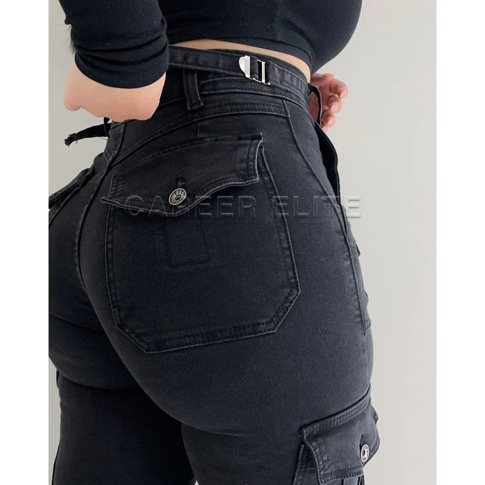 Women's Fashion Jeans High Waist Elastic Denim Pants Straight Leg LengSPECIFICATIONSBrand Name: CAREER ELITEMaterial: COTTONMaterial: POLYESTERElasticity: Medium StrecthFabric Type: Thin denimHign-concerned Chemical: NoneLength: Ankle-DMEwomenstorenull