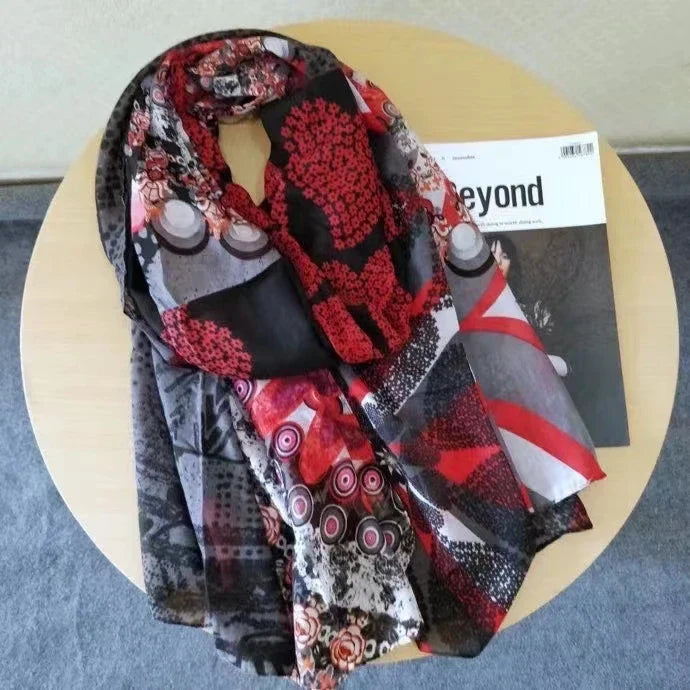 original single Spanish new trend colorful leisure gift shawl scarfSPECIFICATIONSBrand Name: NoEnName_NullCraft of Weaving: Non-wovenOrigin: ES(Origin)Gender: WOMENDepartment Name: ADULTHign-concerned Chemical: NoneMaterial: POLYESTDMEwomenstorenull