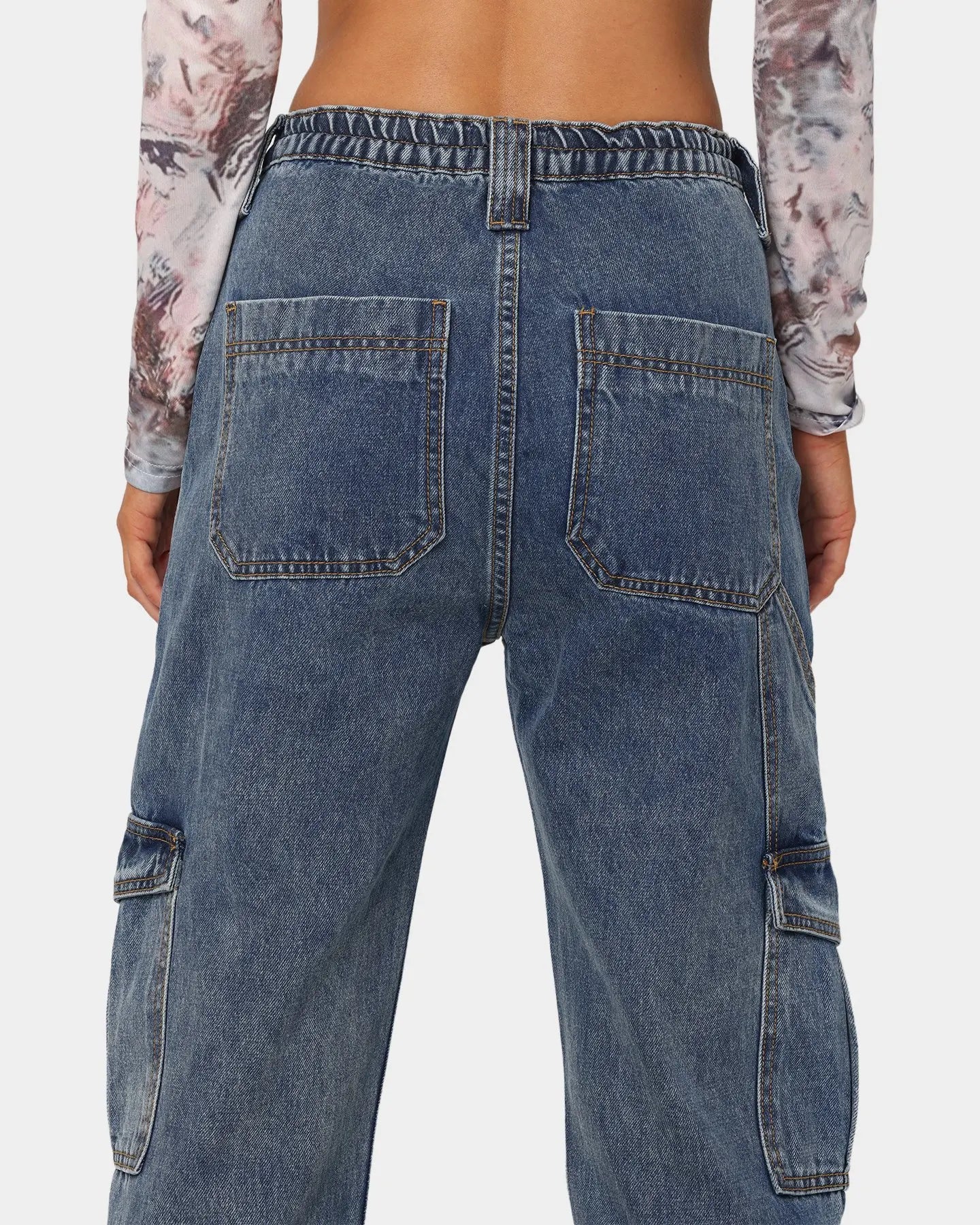 Cargo Pants- High Waist Multi Pocket Cargo Jeans Fashion Loose Denim