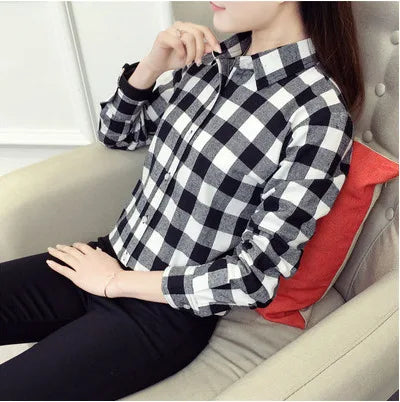 Women Plaid Shirt New Casual Flannel Cotton Lady Long Sleeve Shirt FemSPECIFICATIONSBrand Name: YEOINFabric Type: Polyester CottonHign-concerned Chemical: NonePattern Type: PlaidFit Type: SlimStyle: CasualAge: JUNIORCraft of Weaving: TDMEwomenstorenull