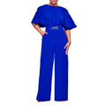 Jumpsuits Women Elegant Luxury O Neck Short Sleeve Belt Waisted StraigSPECIFICATIONSBrand Name: NoEnName_NullStyle: Office LadyAge: MIDDLE AGEOrigin: Mainland ChinaCN: GuangdongSeason: All seasonMaterial: POLYESTERDecoration: sashesFabDMEwomenstorenull