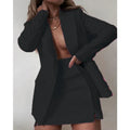 Jacket Sets - Women's 2 Piece Streetwear Blazer & Coat Set, Skirt and Suit