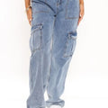 Cargo Pants- High Waist Multi Pocket Cargo Jeans Fashion Loose Denim