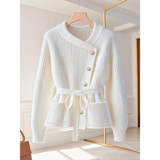 Cardigan- V-neck Long Sleeve Fashion Sweater Women High Street Casual