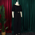 Jumpsuits Women Elegant Luxury O Neck Short Sleeve Belt Waisted StraigSPECIFICATIONSBrand Name: NoEnName_NullStyle: Office LadyAge: MIDDLE AGEOrigin: Mainland ChinaCN: GuangdongSeason: All seasonMaterial: POLYESTERDecoration: sashesFabDMEwomenstorenull