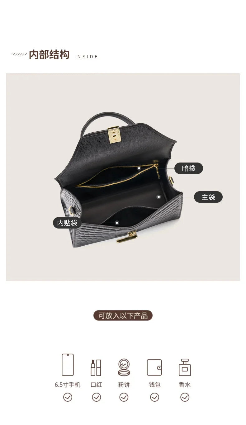 Luxury Crocodile Pattern Lady Handbag Women Shoulder Bags Designer FamSPECIFICATIONSBrand Name: NoEnName_NullOrigin: Mainland ChinaCN: ZhejiangLining Material: POLYESTERMain Material: Genuine leatherPlace Of Origin: ZHE JIANG ProvincePDMEwomenstorenull