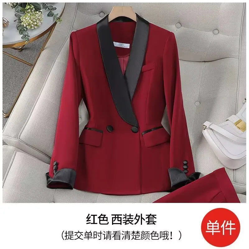 Elegant Red Black Women Pant Suit Office Ladies Female Business Work