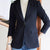 Elegant long-sleeve women's blazer with turn-down collar and single-button closure