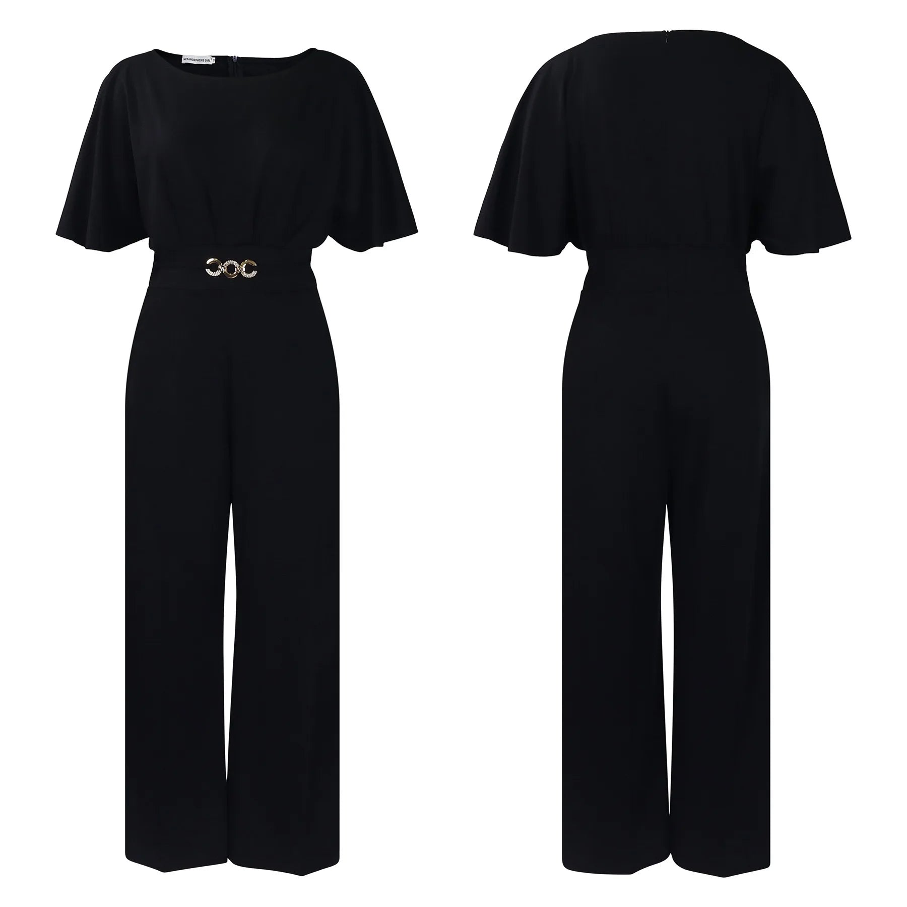 Jumpsuits Women Elegant Luxury O Neck Short Sleeve Belt Waisted StraigSPECIFICATIONSBrand Name: NoEnName_NullStyle: Office LadyAge: MIDDLE AGEOrigin: Mainland ChinaCN: GuangdongSeason: All seasonMaterial: POLYESTERDecoration: sashesFabDMEwomenstorenull