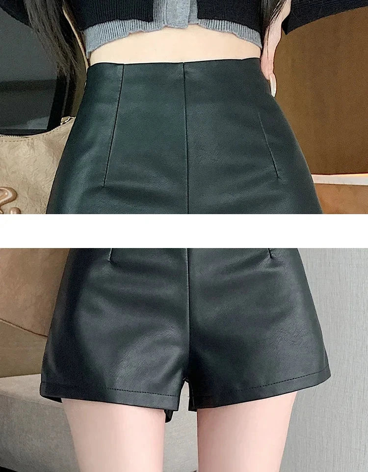 Shorts- High Waisted Winter Faux Leather Hot Short Pants For Boots