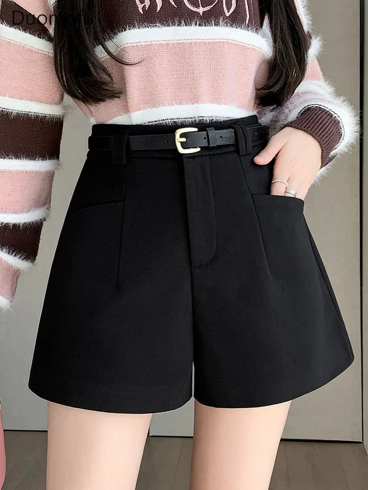 Duomofu Stylish Women's Casual Solid High Waist Wide Leg Shorts with PSPECIFICATIONSBrand Name: DUOMOFUDecoration: PocketsDecoration: sashesFabric Type: BroadclothPant Style: regularPattern Type: SolidFit Type: LOOSEStyle: CasualMateriDMEwomenstorenull