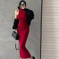 Turtleneck Midi Dress Women Ladies Elastic Hip Wrap Elegant Bodycon DrSPECIFICATIONSBrand Name: MEXZTElasticity: Slight StrechSleeve Style: regularFabric Type: ViscoseHign-concerned Chemical: NonePattern Type: SolidFit Type: SlimSilhouDMEwomenstorenull