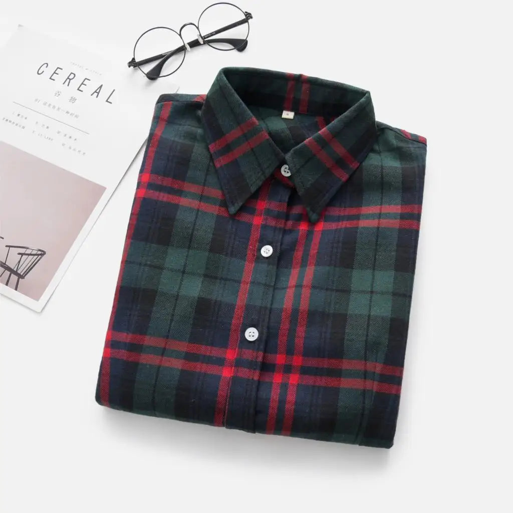 Women Plaid Shirt New Casual Flannel Cotton Lady Long Sleeve Shirt FemSPECIFICATIONSBrand Name: YEOINFabric Type: Polyester CottonHign-concerned Chemical: NonePattern Type: PlaidFit Type: SlimStyle: CasualAge: JUNIORCraft of Weaving: TDMEwomenstorenull