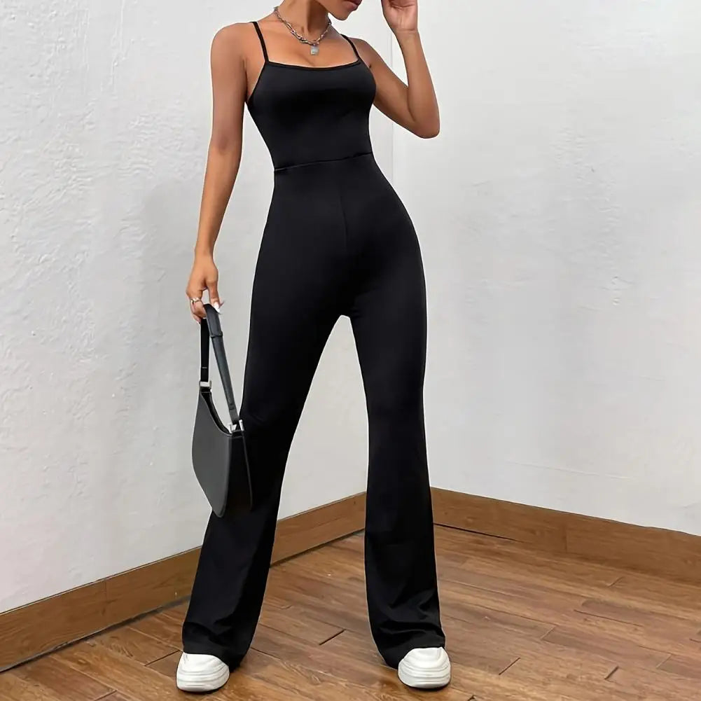 Jumpsuit Backless Sleeveless with Square Neck Flared Hem Women's SummeSPECIFICATIONSBrand Name: SANWOODStyle: Young StyleAge: MIDDLE AGECraft of Weaving: OtherOrigin: Mainland ChinaCN: GuangdongSeason: Autumn/WinterMaterial: POLYESTERDDMEwomenstorenull