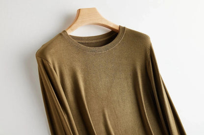 Wool Soft Long Sleeve T-shirts Women Round Neck Slim Fit Basic HeatingSPECIFICATIONSBrand Name: Y DemoStyle: Office LadyAge: MIDDLE AGEOrigin: Mainland ChinaCN: ZhejiangSeason: Autumn/WinterClothing Length: regularDecoration: noneElastDMEwomenstorenull