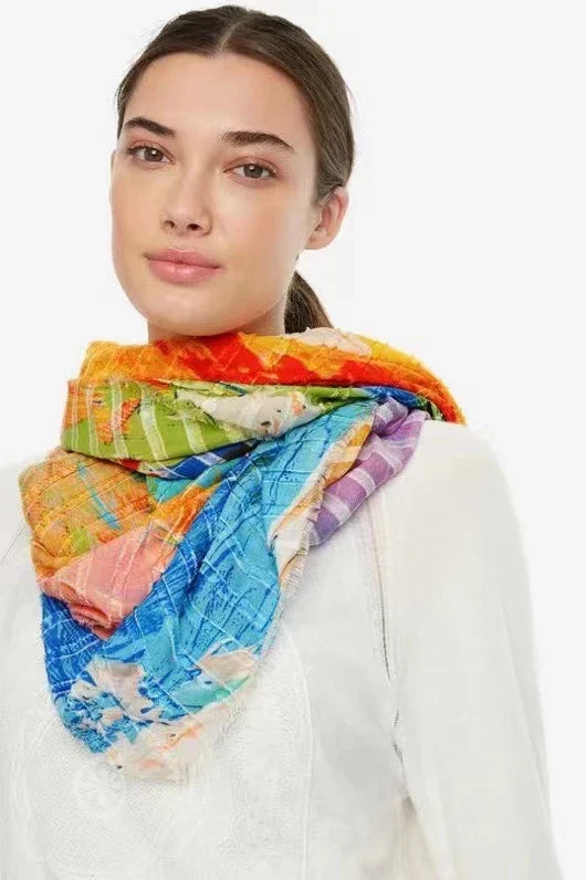 original single Spanish new trend colorful leisure gift shawl scarfSPECIFICATIONSBrand Name: NoEnName_NullCraft of Weaving: Non-wovenOrigin: ES(Origin)Gender: WOMENDepartment Name: ADULTHign-concerned Chemical: NoneMaterial: POLYESTDMEwomenstorenull