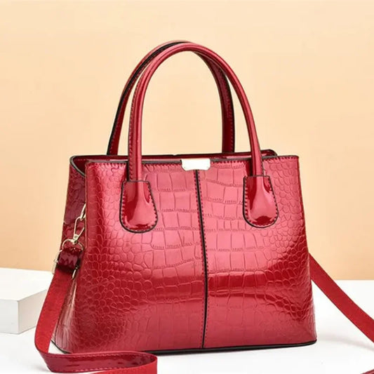 Handbag- Women Patent Pu Leather Mother Crossbody Bag Large Capacity