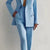 Women's two piece suit, light blue blazer and pants set by Luudidy.