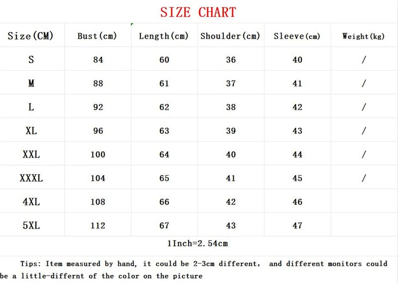 Size chart for women's blazer jacket with measurements for bust, length, shoulder, and sleeve in centimeters.