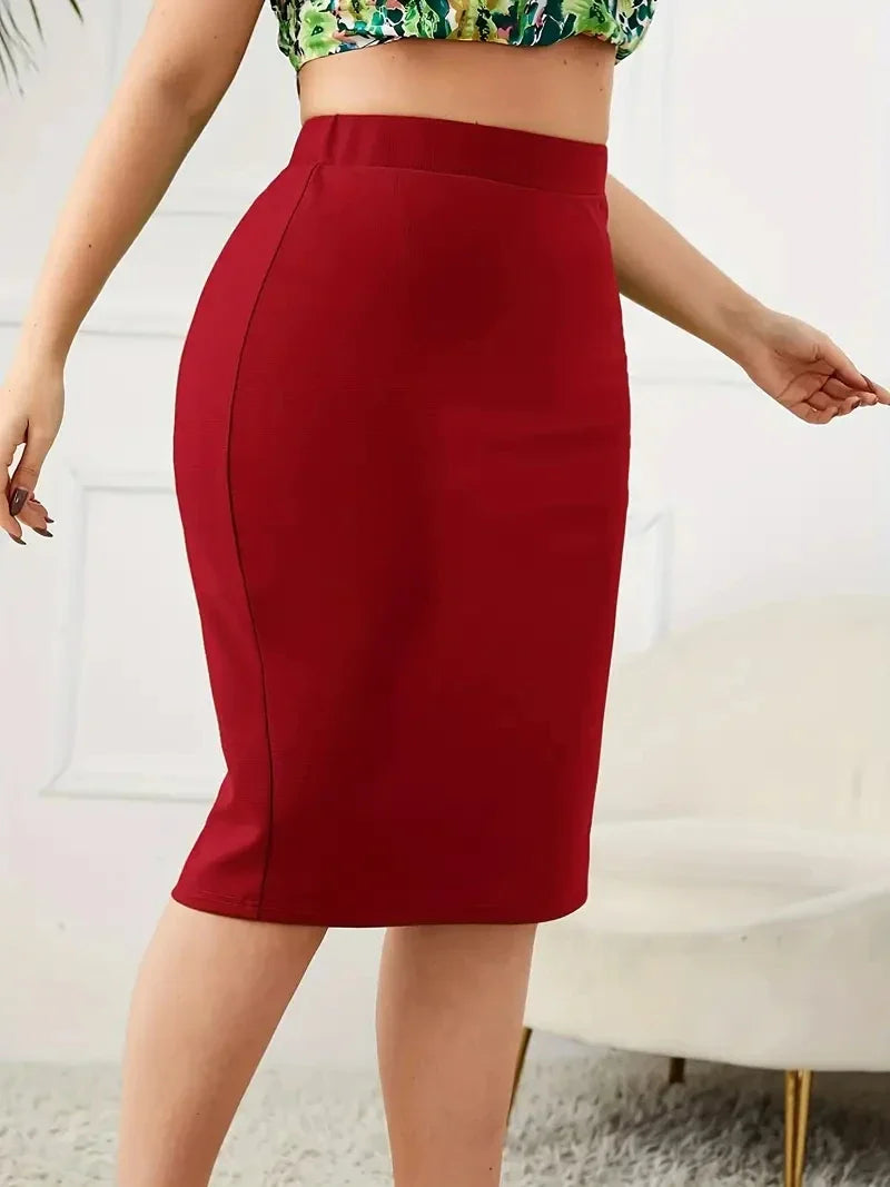 Size Solid Slim Skirt, Casual High Waist Slit Skirt, Women's Plus SizeSPECIFICATIONSBrand Name: AOSSVIAOMaterial: COTTONMaterial: POLYESTERStyle: Preppy StyleElasticity: Slight StrechOrigin: Mainland ChinaCN: GuangdongSeason: SummerFabDMEwomenstorenull