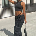 Cargo Pants- High Waist Multi Pocket Cargo Jeans Fashion Loose Denim