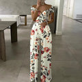 Fashion Printed Casual High Waist Jumpsuit Ladies Sexy Off Shoulder FlSPECIFICATIONSBrand Name: NoEnName_NullStyle: StreetwearAge: MIDDLE AGECraft of Weaving: TATOrigin: Mainland ChinaCN: GuangdongSeason: SummerMaterial: POLYESTERMaterDMEwomenstorenull