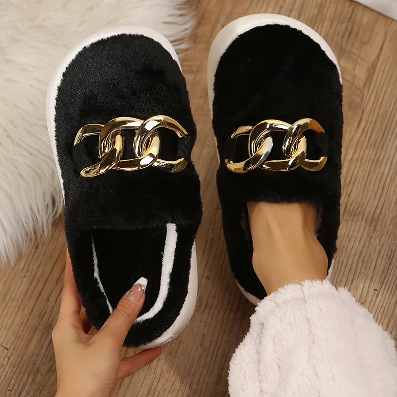 Slippers- Women's Warm Cotton House Slippers Female Indoor Plus Fur