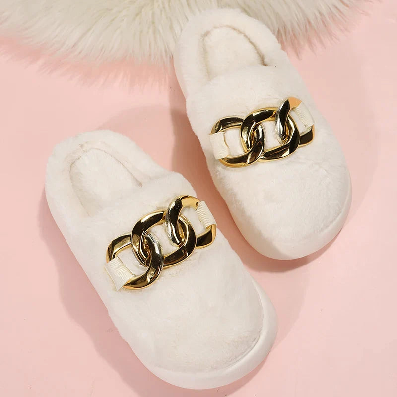 Slippers- Women's Warm Cotton House Slippers Female Indoor Plus Fur