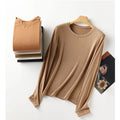 Wool Soft Long Sleeve T-shirts Women Round Neck Slim Fit Basic HeatingSPECIFICATIONSBrand Name: Y DemoStyle: Office LadyAge: MIDDLE AGEOrigin: Mainland ChinaCN: ZhejiangSeason: Autumn/WinterClothing Length: regularDecoration: noneElastDMEwomenstorenull