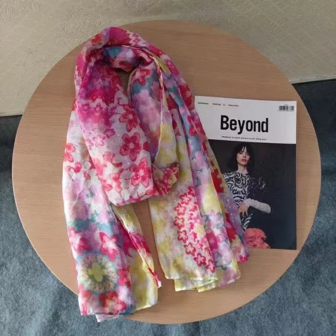 original single Spanish new trend colorful leisure gift shawl scarfSPECIFICATIONSBrand Name: NoEnName_NullCraft of Weaving: Non-wovenOrigin: ES(Origin)Gender: WOMENDepartment Name: ADULTHign-concerned Chemical: NoneMaterial: POLYESTDMEwomenstorenull