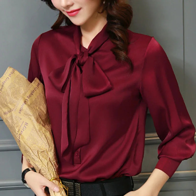 Tops Women's Casual Chiffon Blouse V-Neck Solid Shirt Bow Lantern SleeSPECIFICATIONSBrand Name: SURWENYUEStyle: Office LadyElasticity: Non StrechOrigin: Mainland ChinaCN: GuangdongSeason: All seasonFabric Type: ChiffonHign-concerned ChDMEwomenstorenull