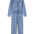 Denim Jumpsuit for Women Overalls Woman Jean Overalls Long Sleeve ElegSPECIFICATIONSBrand Name: NoEnName_NullStyle: StreetwearAge: MIDDLE AGEOrigin: Mainland ChinaCN: GuangdongSeason: Spring/SummerMaterial: POLYESTERDecoration: noneFabDMEwomenstorenull