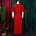 Jumpsuits Women Elegant Luxury O Neck Short Sleeve Belt Waisted StraigSPECIFICATIONSBrand Name: NoEnName_NullStyle: Office LadyAge: MIDDLE AGEOrigin: Mainland ChinaCN: GuangdongSeason: All seasonMaterial: POLYESTERDecoration: sashesFabDMEwomenstorenull