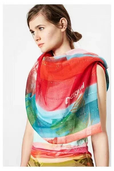 original single Spanish new trend colorful leisure gift shawl scarfSPECIFICATIONSBrand Name: NoEnName_NullCraft of Weaving: Non-wovenOrigin: ES(Origin)Gender: WOMENDepartment Name: ADULTHign-concerned Chemical: NoneMaterial: POLYESTDMEwomenstorenull