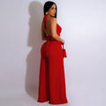 Jumpsuit- Halter Neck Backless Sleeveless Straight Loose Wide Leg