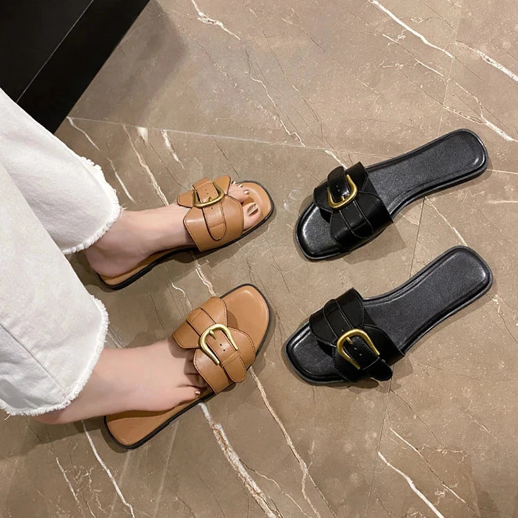 Slippers- Luxury Outdoor Slippers Female Sandals Trend Slides Shoes