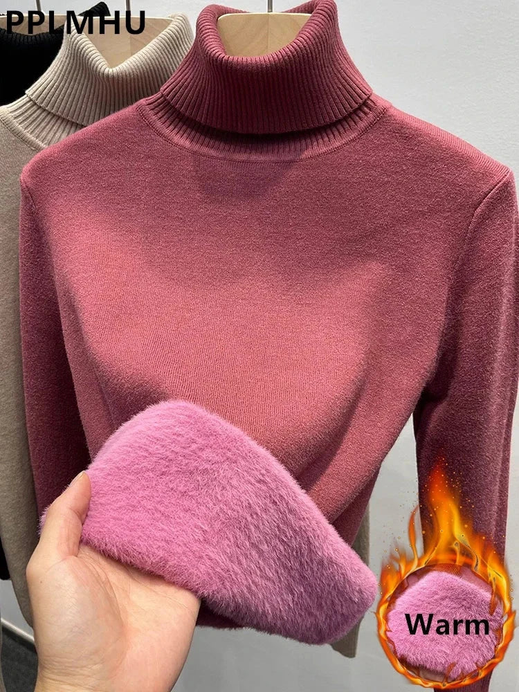 Turtleneck Sweater Women Korean Fashion Lined Warm Knitted Pullover SlSPECIFICATIONSBrand Name: NoEnName_Nullwhether full opening: NoClothing Length: regularMaterial: AcetateDecoration: sashesClosure Type: Single BreastedCollar: RuffleDMEwomenstorenull