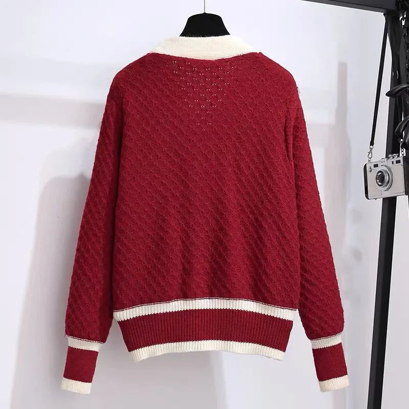 Sweater Cardigans Women Korean Loose Long-Sleeved Knit Sweater Coat FeSPECIFICATIONSBrand Name: LucyeverElasticity: Medium StrecthSleeve Style: regularHign-concerned Chemical: NoneMaterial Composition: cottonPattern Type: PatchworkFit DMEwomenstorenull