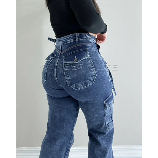 Women's Fashion Jeans High Waist Elastic Denim Pants Straight Leg LengSPECIFICATIONSBrand Name: CAREER ELITEMaterial: COTTONMaterial: POLYESTERElasticity: Medium StrecthFabric Type: Thin denimHign-concerned Chemical: NoneLength: Ankle-DMEwomenstorenull