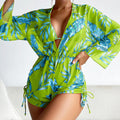 Swimwear- Bikini Set Size Swimsuit Women Long Sleeve Cover Up Print