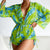 Swimwear- Bikini Set Size Swimsuit Women Long Sleeve Cover Up Print