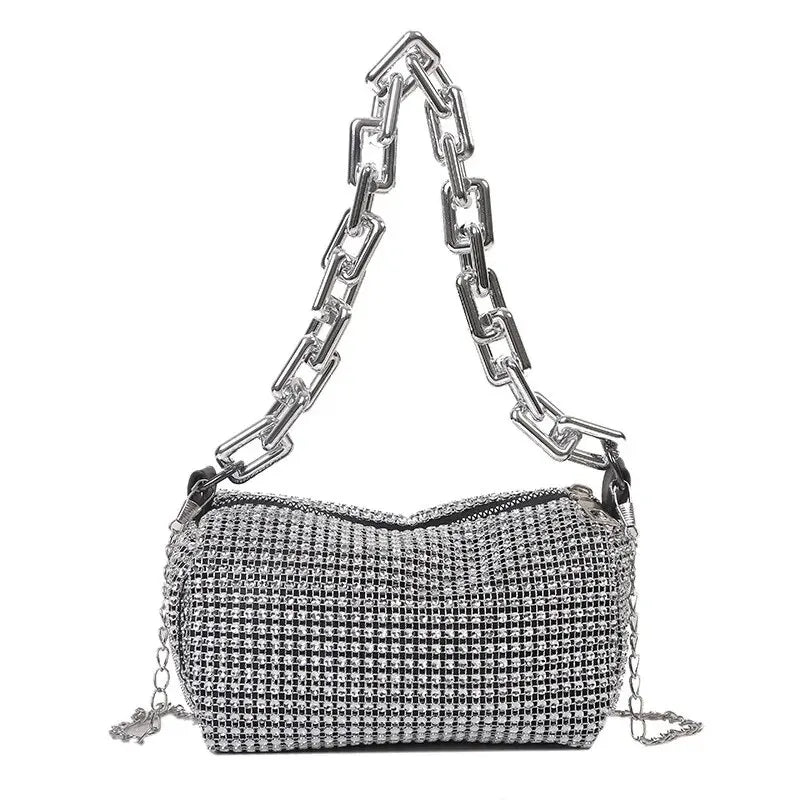 Handbag- Rhinestone Bucket Bag Glitter Chain Purse Women's Mini Bag