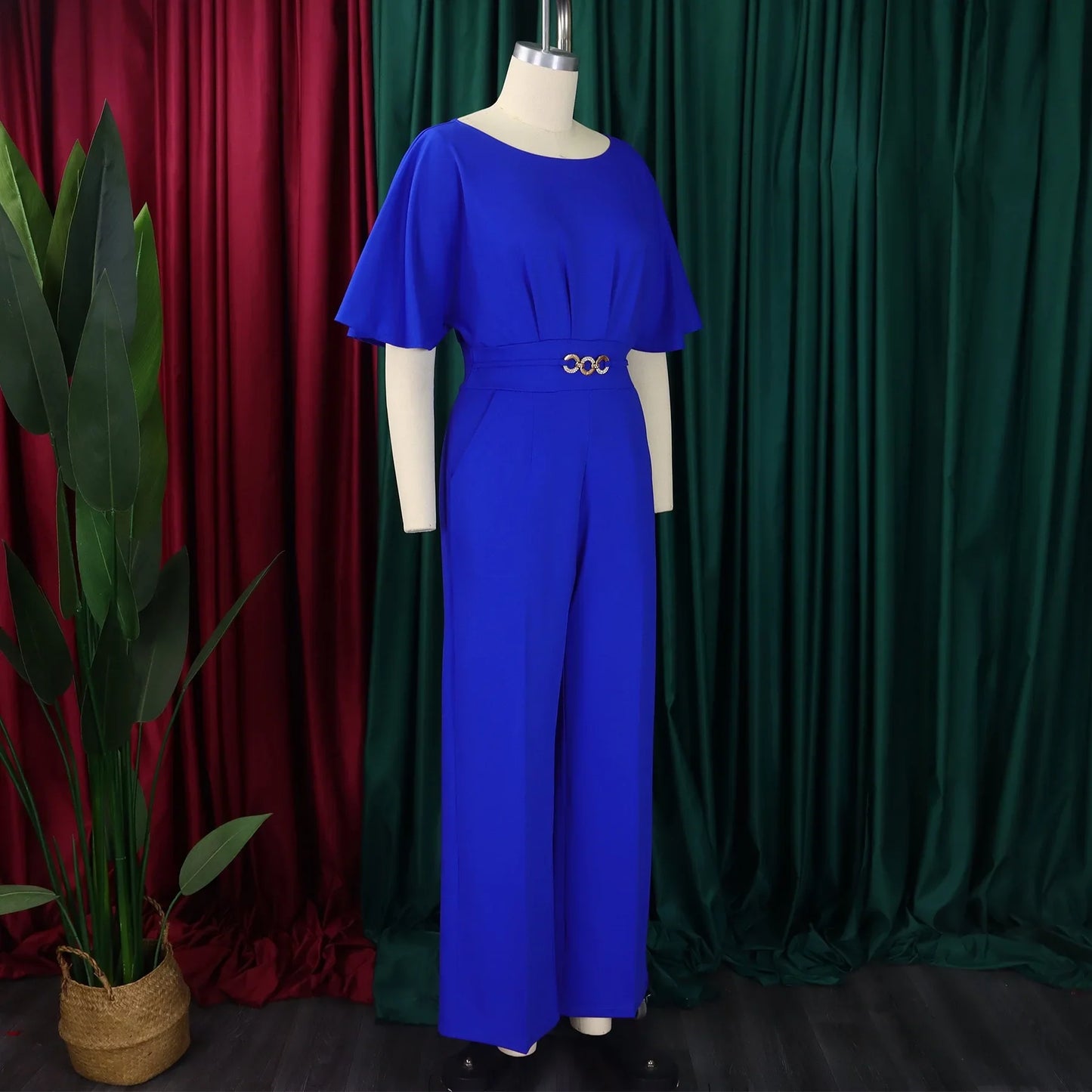 Jumpsuits Women Elegant Luxury O Neck Short Sleeve Belt Waisted StraigSPECIFICATIONSBrand Name: NoEnName_NullStyle: Office LadyAge: MIDDLE AGEOrigin: Mainland ChinaCN: GuangdongSeason: All seasonMaterial: POLYESTERDecoration: sashesFabDMEwomenstorenull