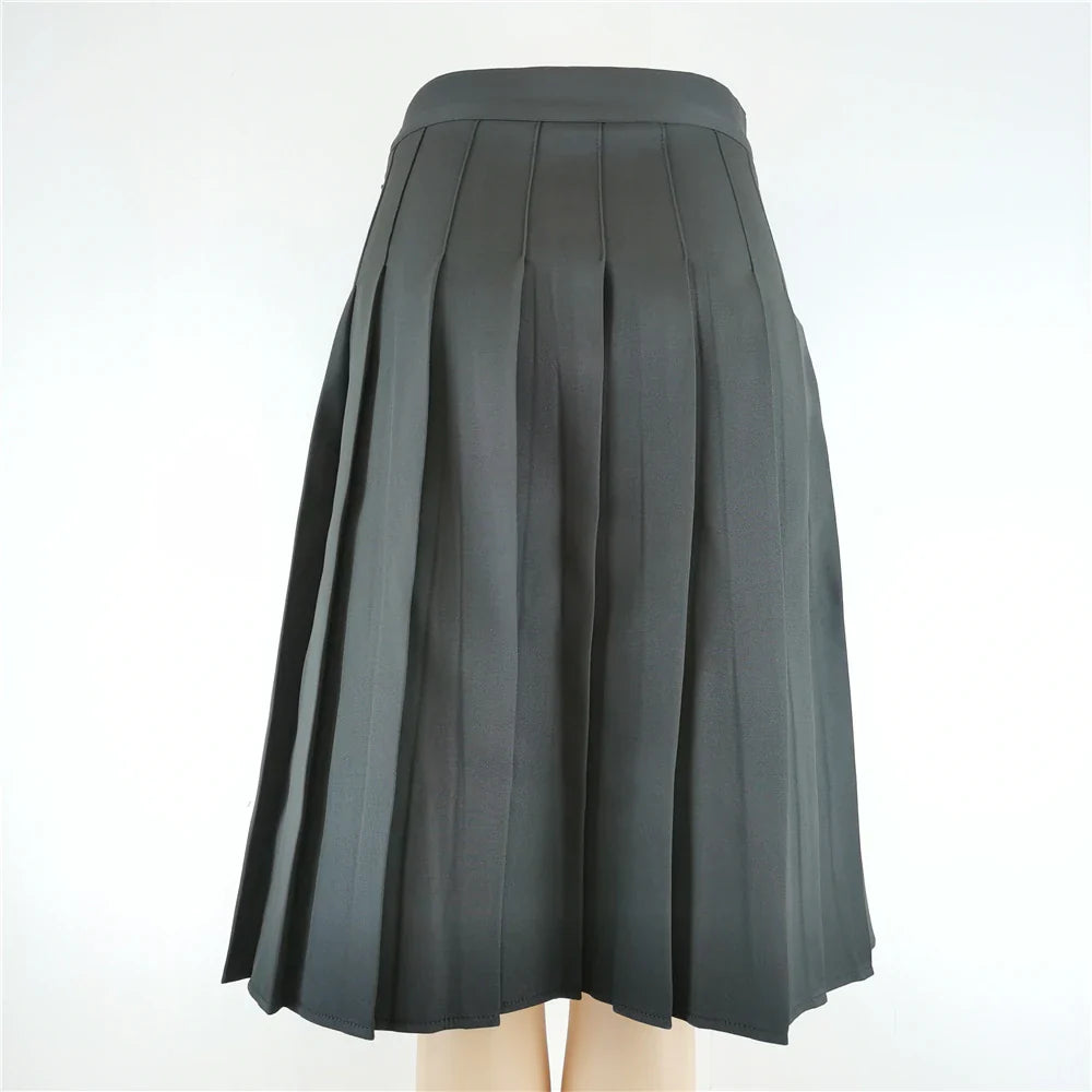 Skirts- Pleated Long Skirt Fashion Clothing Black White for Women