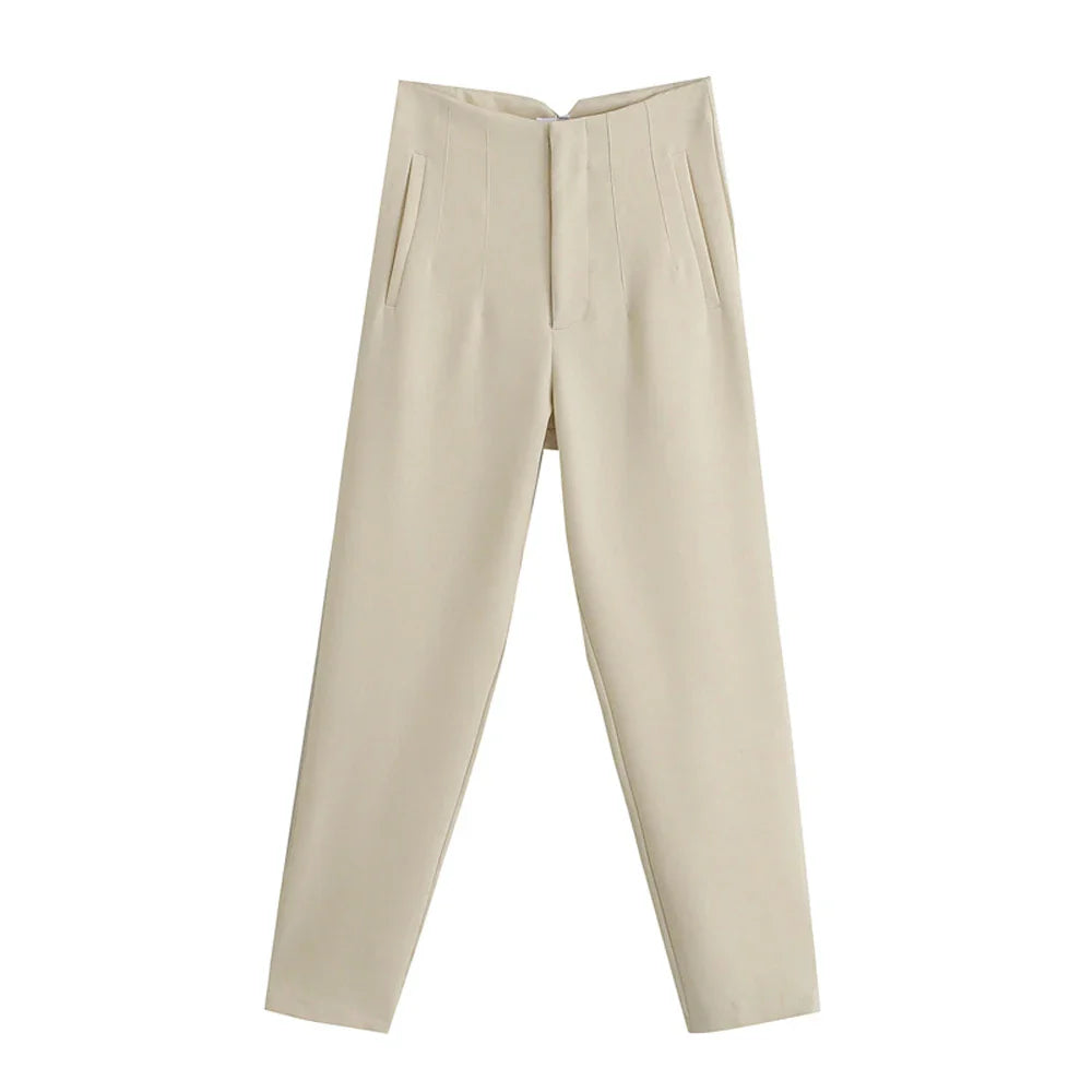 Chic Fashion With Seam Detail Office Wear Pants Vintage High Waist ZipSPECIFICATIONSBrand Name: TRAFStyle: CasualAge: MIDDLE AGEOrigin: Mainland ChinaCN: JiangsuSeason: All seasonWaist Type: highDecoration: noneElasticity: Slight StrecDMEwomenstorenull