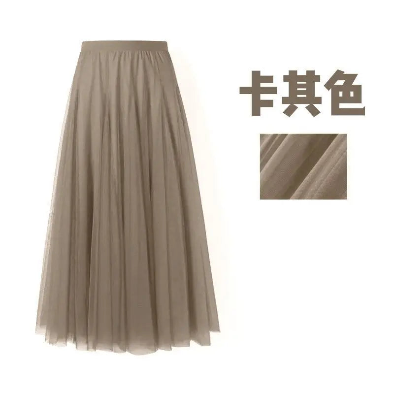 Skirts- New Solid Long Skirt Big Swing Gauze Skirt A-line Dance Skirt